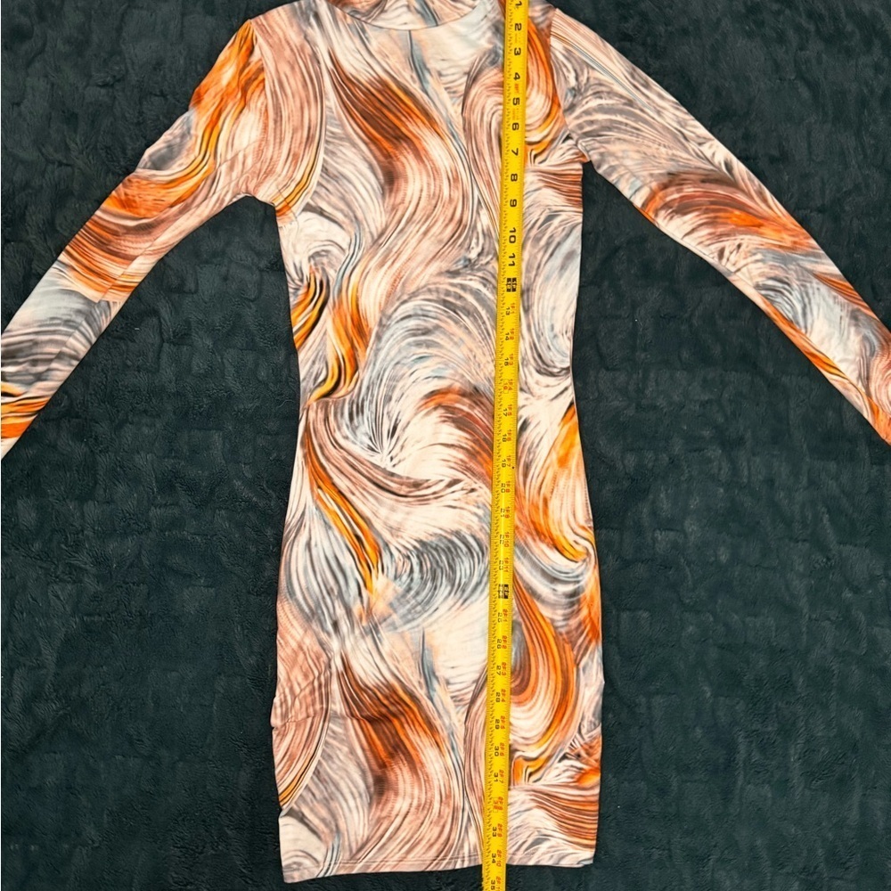 Pastel Swirl Pattern Long Sleeve Dress - Picture 13 of 14